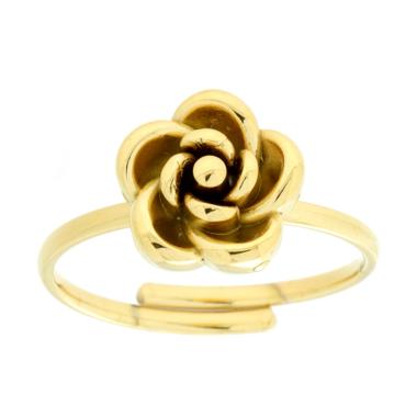 Anello con Fiore in ACCIAIO colore Oro