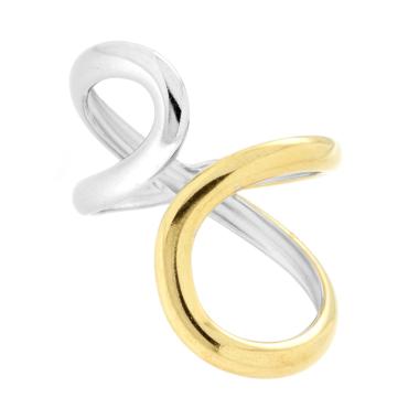 Anello Contrarie Fascia con Incrocio a Goccia e dettaglio colore Oro in ACCIAIO
