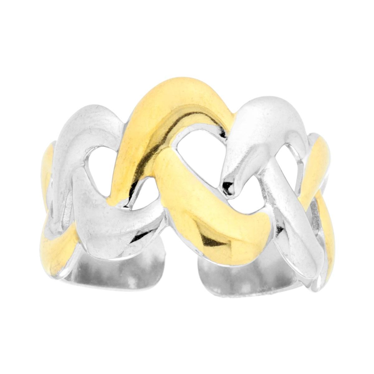 Anello Fascia a Treccia con dettagli colore Oro in ACCIAIO