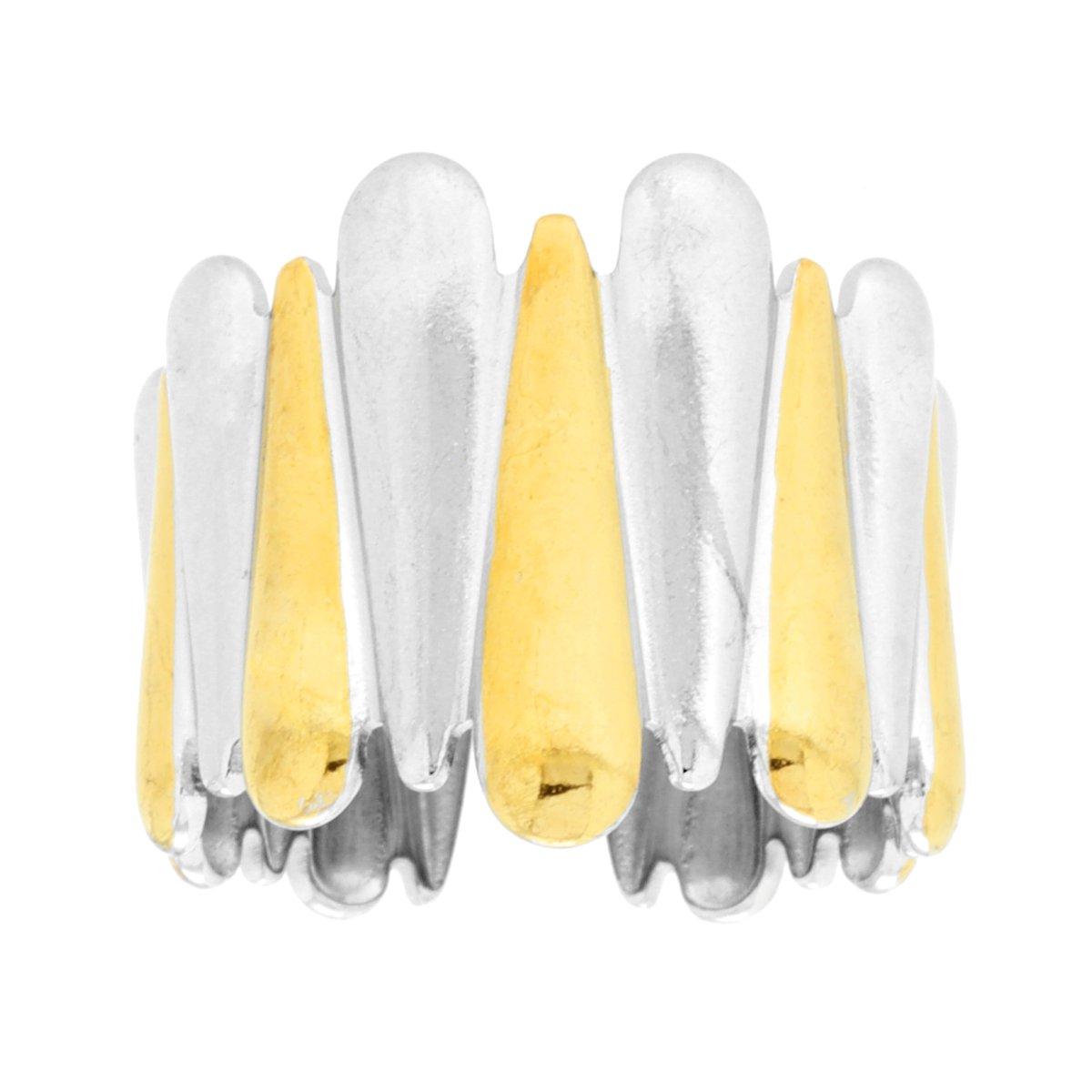 Anello Fascia con elementi a Goccia alternati colore Oro in ACCIAIO