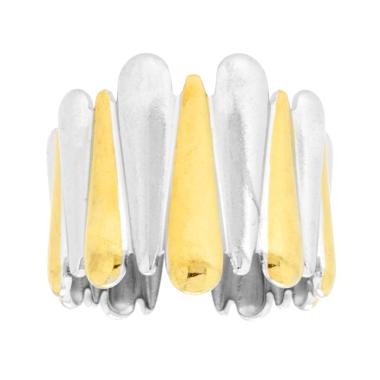 Anello Fascia con elementi a Goccia alternati colore Oro in ACCIAIO