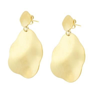 Orecchini con Piastre Irregolari Satinate in ACCIAIO color Oro