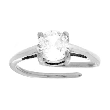 Anello Solitario con Crystal Bianco mm 7 in ACCIAIO