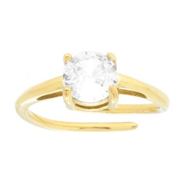 Anello Solitario con Crystal Bianco mm 7 in ACCIAIO colore Oro