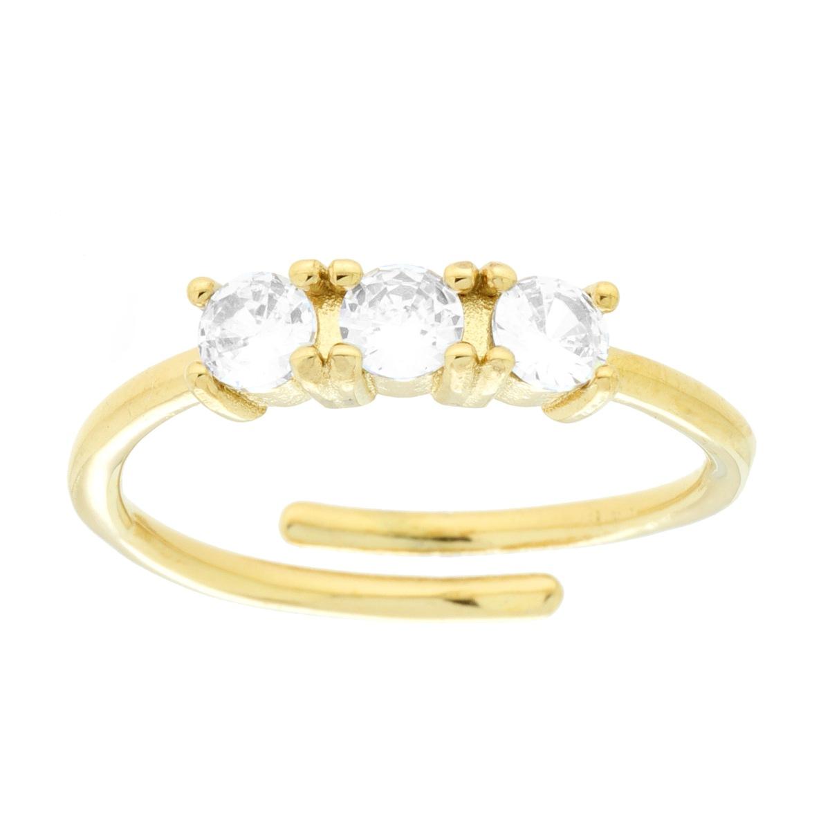 Anello Trilogy con Crystal Bianchi mm 3.5 in ACCIAIO colore Oro