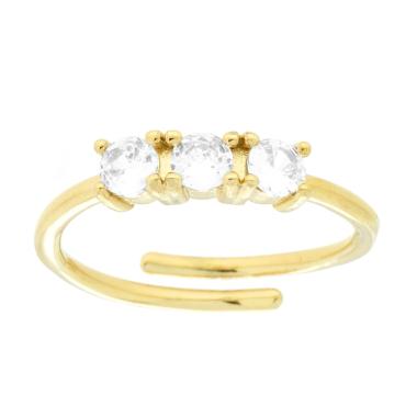 Anello Trilogy con Crystal Bianchi mm 3.5 in ACCIAIO colore Oro