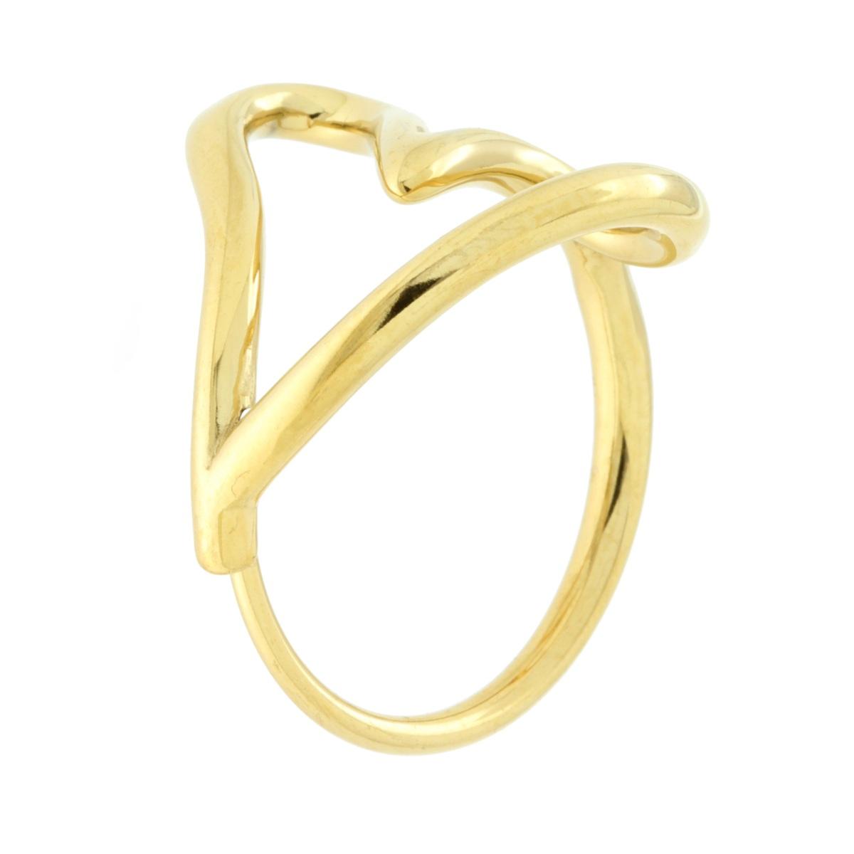 Anello Filo Amore con Sagoma Cuore in ACCIAIO colore Oro