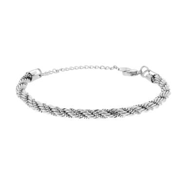 Bracciale Catena intrecciata Corda e Veneziana in ACCIAIO