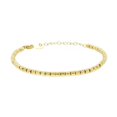 Bracciale Catena di Cilindretti Martellati in ACCIAIO colore Oro