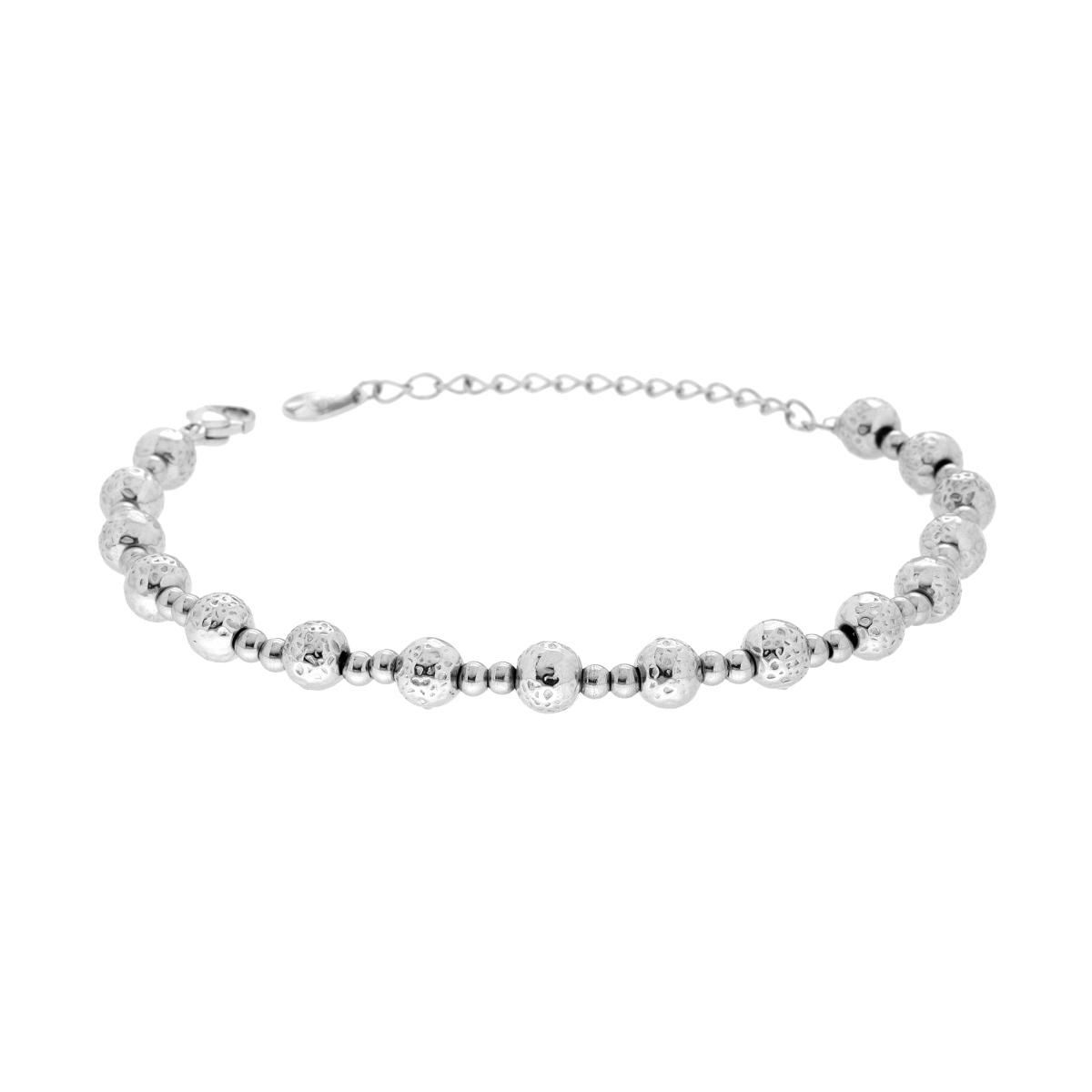 Bracciale Catena con Palline Martellate alternate in ACCIAIO