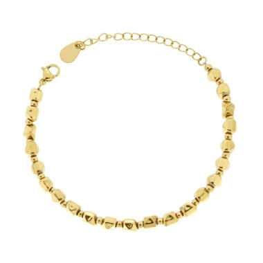 Bracciale Catena con Pepite e Palline in ACCIAIO colore Oro