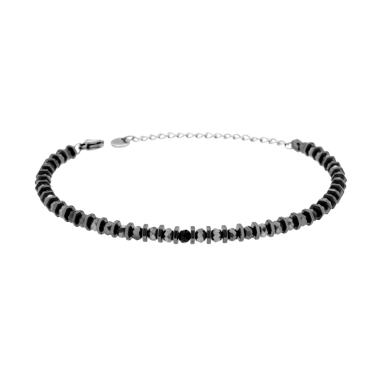 Bracciale Catena di Bulloncini e Crystal Nero in ACCIAIO
