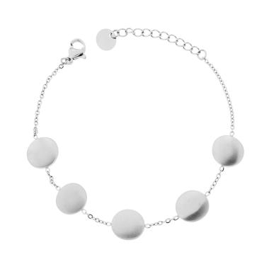 Bracciale Catena Forzatina Diamantata con Tondi Satinati in ACCIAIO
