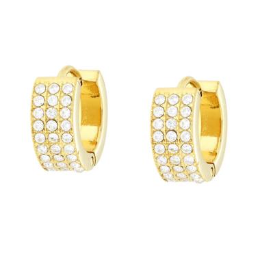 Orecchini Cerchio con Crystal Bianchi in ACCIAIO colore Oro