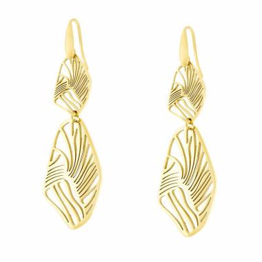 Orecchini con Foglie Geometriche pendenti in ACCIAIO\n color Oro