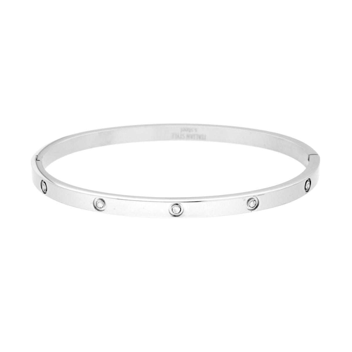 Bracciale Rigido modello Schiava con Crystal Bianchi mm 4 in ACCIAIO
