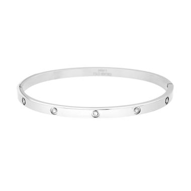 Bracciale Rigido modello Schiava con Crystal Bianchi mm 4 in ACCIAIO