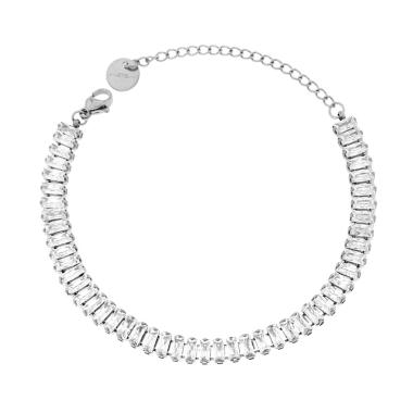 Bracciale Tennis con Crystal Bianchi Baguette in ACCIAIO