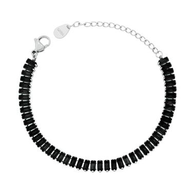 Bracciale Tennis con Crystal Neri Baguette in ACCIAIO
