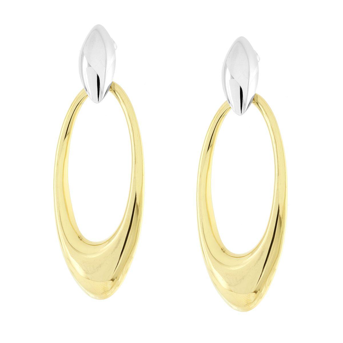 Orecchini con Ovali pendenti colore Oro in ACCIAIO