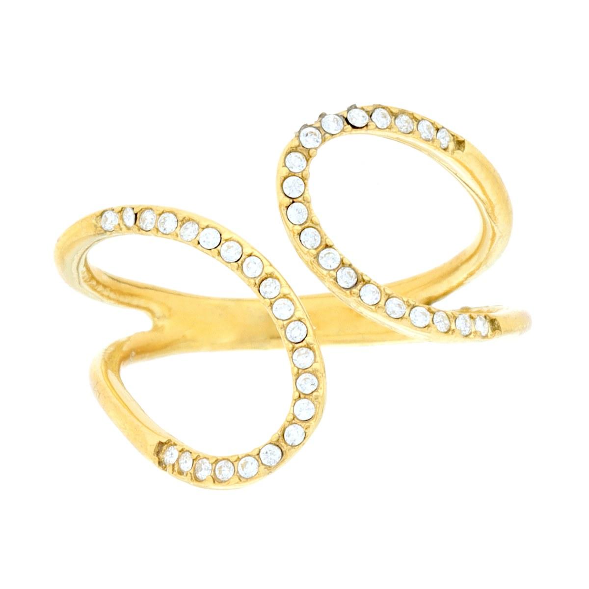 Anello Fascia Contrarie con Crystal Bianchi in ACCIAIO colore Oro