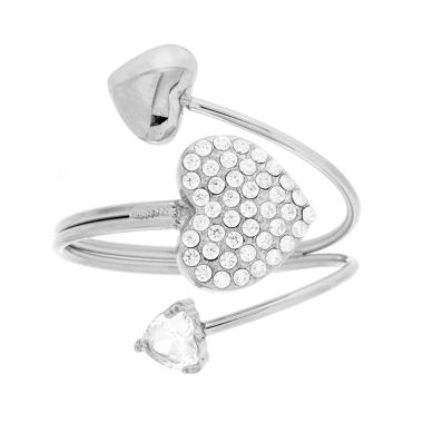 Anello Cuori Contrarie con Crystal Bianchi in ACCIAIO