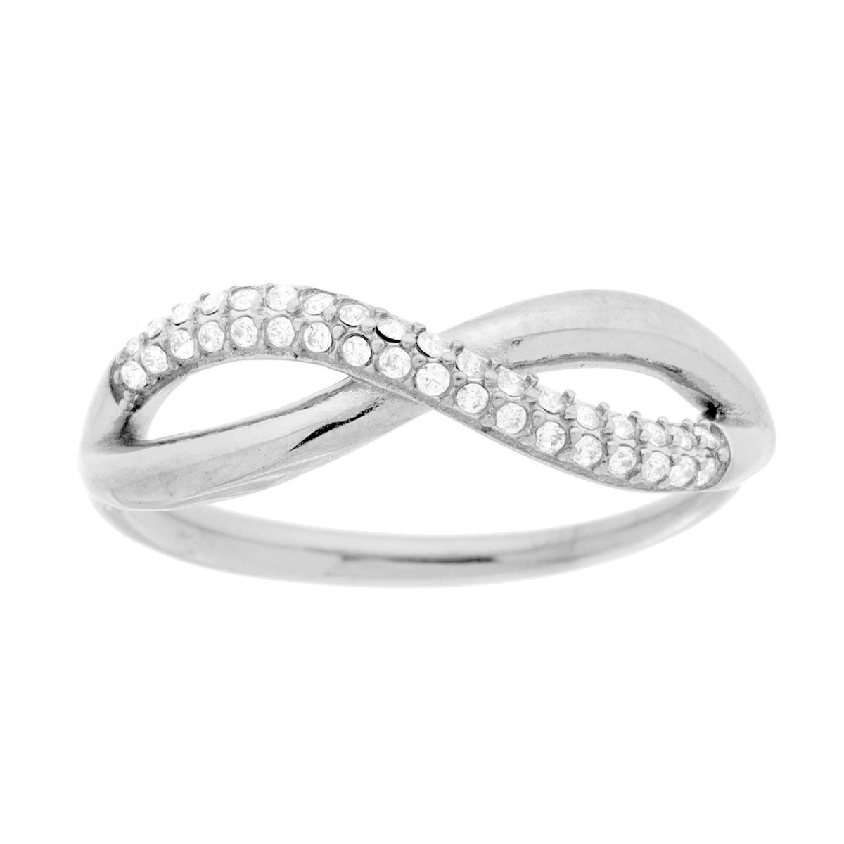 Anello Infinito con Crystal Bianchi in ACCIAIO
