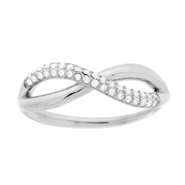 Anello Infinito con Crystal Bianchi in ACCIAIO