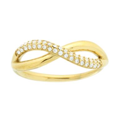 Anello Infinito con Crystal Bianchi in ACCIAIO colore Oro
