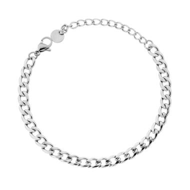 Bracciale Catena Grumetta Diamantata mm 5 in ACCIAIO