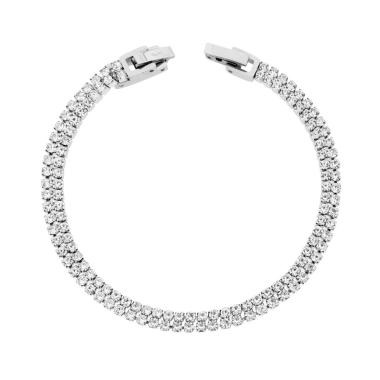 Bracciale Fascia due file Tennis con Crystal Bianchi in ACCIAIO