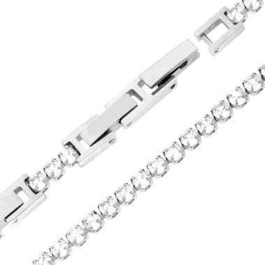 Bracciale Tennis Griffe cm 16.5+4 con Crystal mm 3 Bianchi regolabile in ACCIAIO