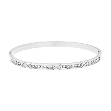 Bracciale Rigido modello Schiava con Crystal Bianchi in ACCIAIO