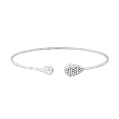 Bracciale Filo con Goccia e Crystal Bianchi in ACCIAIO
