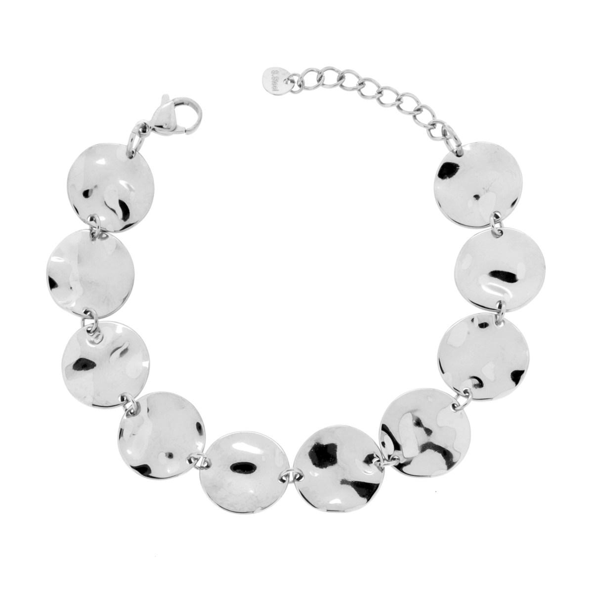 Bracciale Piastre Tonde Ondulate in ACCIAIO