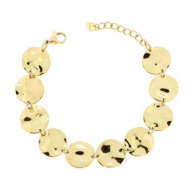 Bracciale Piastre Tonde Ondulate in ACCIAIO colore Oro