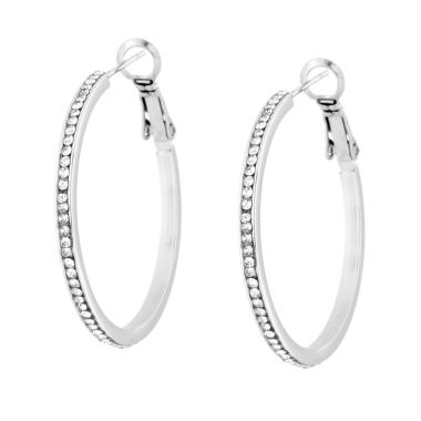 Orecchini Cerchio con Crystal Bianchi mm 30 in ACCIAIO