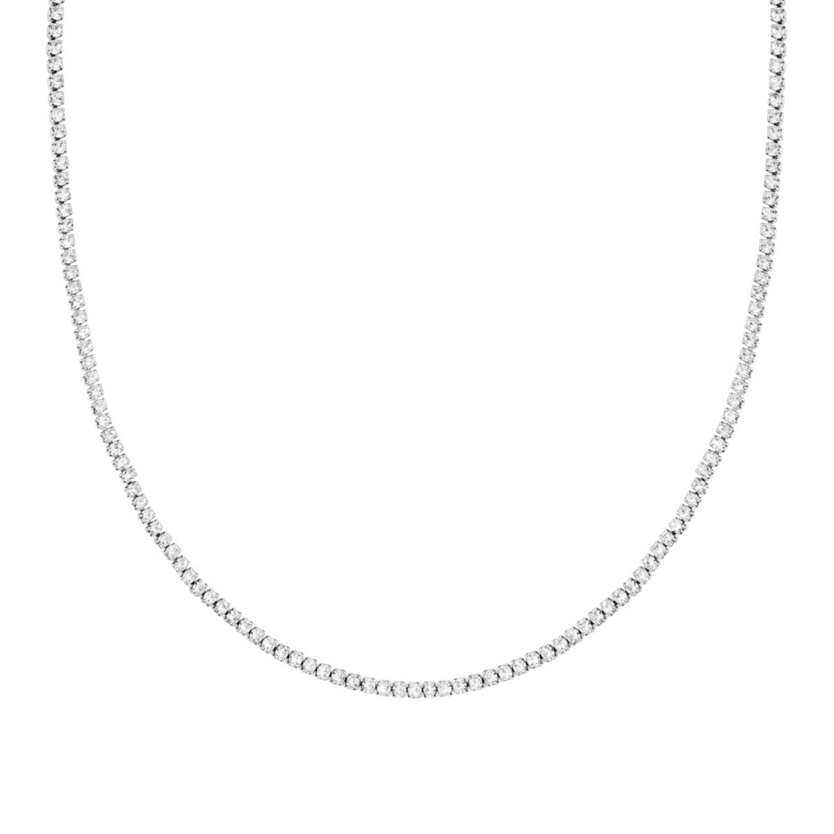Collana Tennis Griffe cm 32+10 con Crystal mm 2 Bianchi regolabile in ACCIAIO