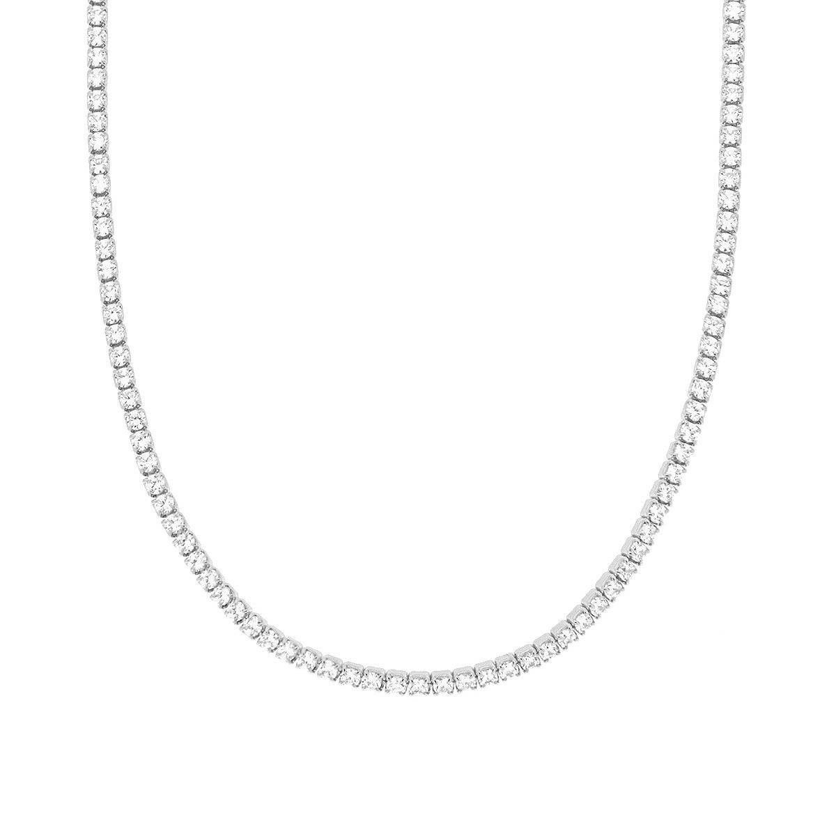 Collana Tennis Griffe cm 32+10 con Crystal mm 3 Bianchi regolabile in ACCIAIO
