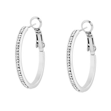 Orecchini Cerchio con Crystal Bianchi mm 25 in ACCIAIO