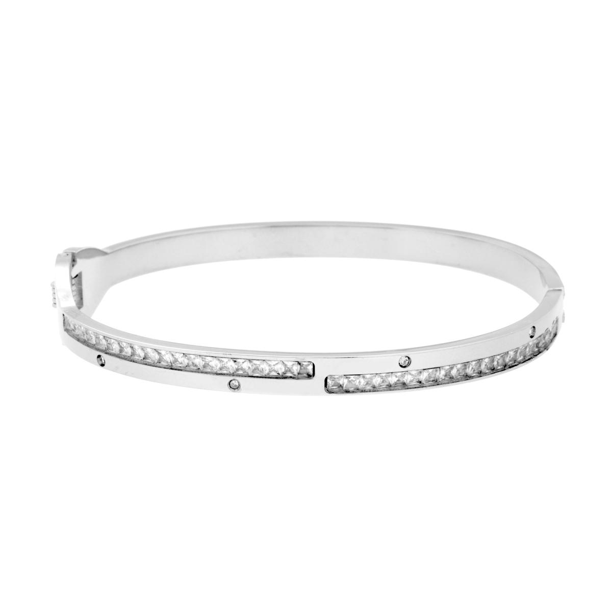 Bracciale Rigido modello Schiava con Crystal Bianchi in ACCIAIO