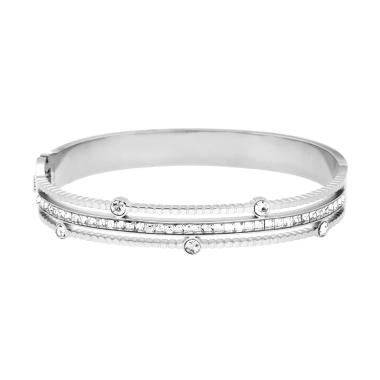 Bracciale Rigido modello Schiava Tre fili con Crystal Bianchi Carre in ACCIAIO