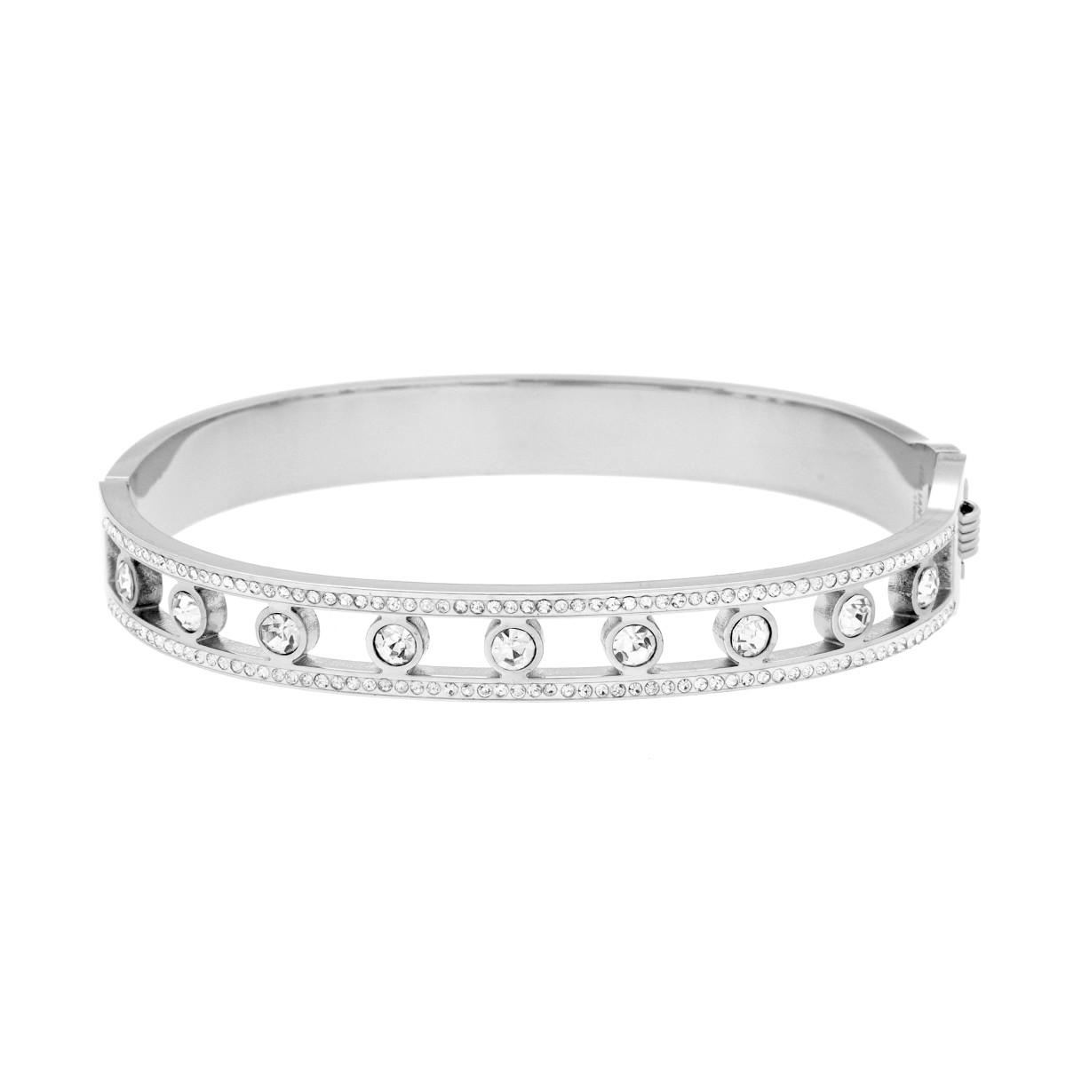 Bracciale Rigido modello Schiava con Crystal Bianchi in ACCIAIO