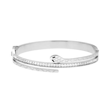 Bracciale Rigido modello Schiava Serpente e Crystal Bianchi in ACCIAIO