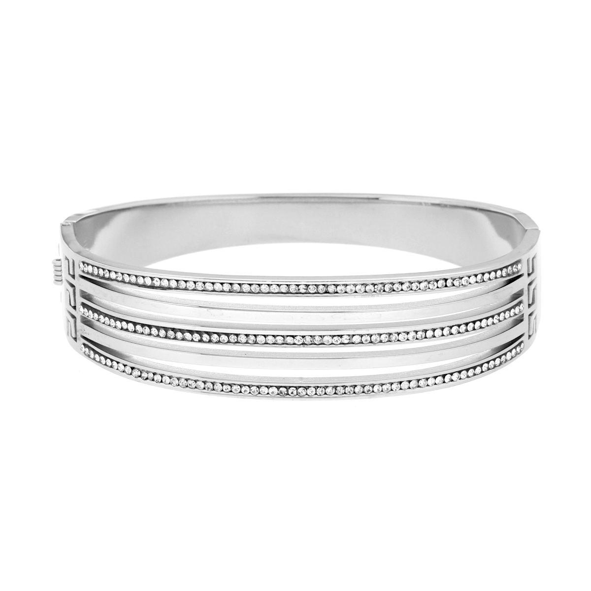 Bracciale Rigido modello Schiava Multifilo con Crystal Bianchi in ACCIAIO