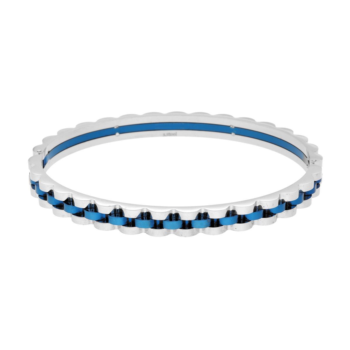Bracciale Rigido modello Schiava Catena Ondulata Blu in ACCIAIO