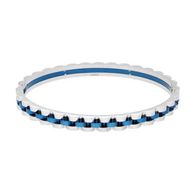 Bracciale Rigido modello Schiava Catena Ondulata Blu in ACCIAIO