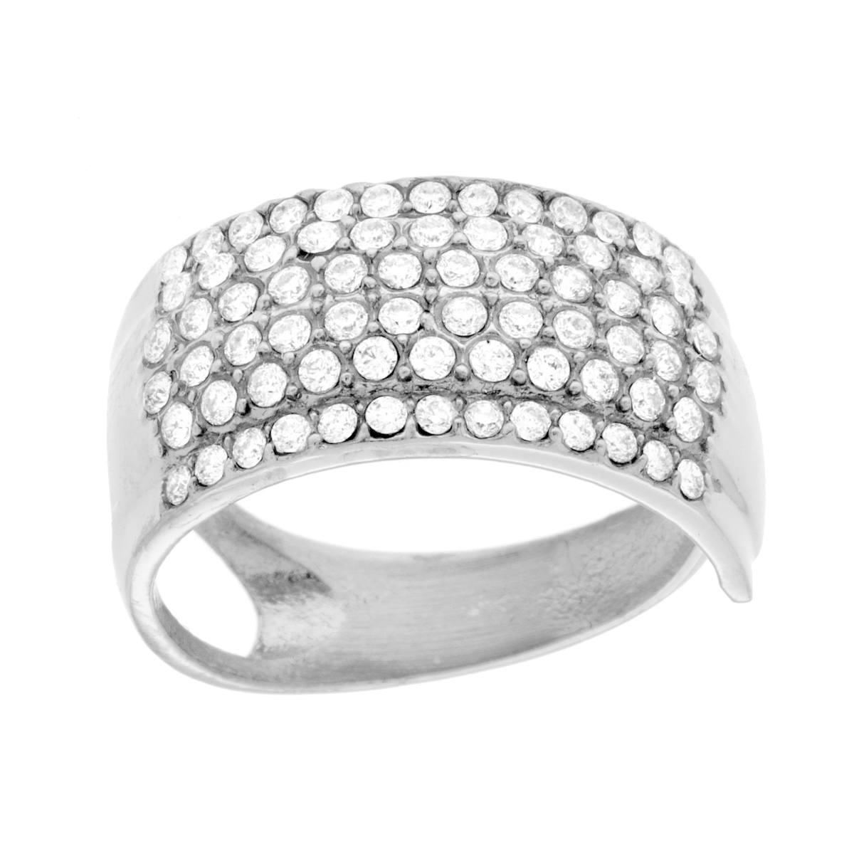 Anello Fascia Veretta con Crystal Bianchi in ACCIAIO