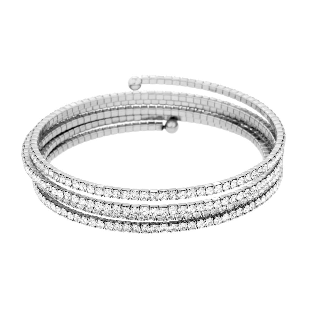 Bracciale Tennis Semirigido modello Schiava con Crystal Bianchi in ACCIAIO