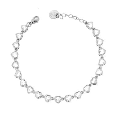 Bracciale Tennis Cuore con Crystal Bianchi in ACCIAIO